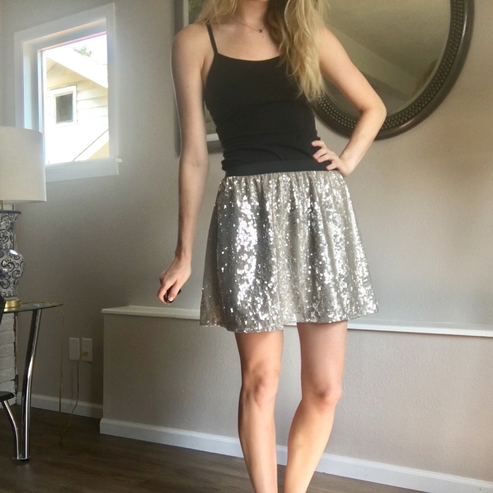 Abercrombie Champagne Sequined Skater/Mini Skirt M